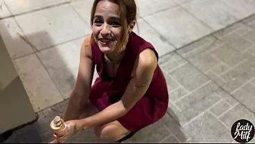 She goes out on the street without panties to have an orgasm in the square and then has sex all wet.